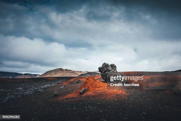 volcanic landscape in iceland - caldera stock pictures, royalty-free photos & images