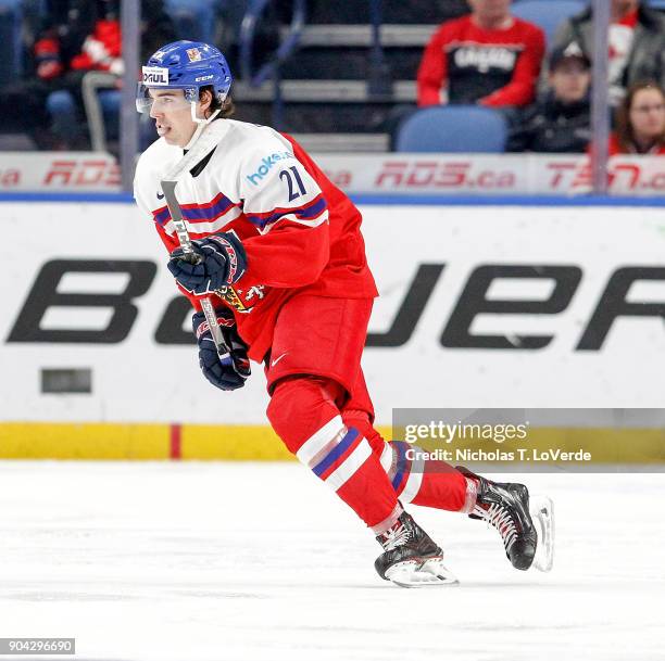 Filip Chytil of Czech Republic skates against Finland during the first period of play in the IIHF World Junior Championships Quarterfinal game at the...