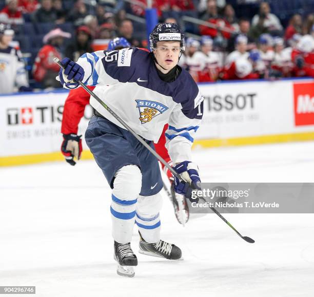 Joona Koppanen of Finland skates against the Czech Republic during the third period of play in the IIHF World Junior Championships Quarterfinal game...