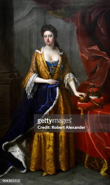 Portrait of England's Queen Anne painted in 1705 by Michael Dahl, is on display at the National Portrait Gallery in London, England. Anne reigned...