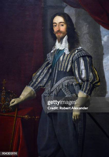 17th century portrait of England's King Charles I is on display at the National Portrait Gallery in London, England. Charles succeeded to the throne...