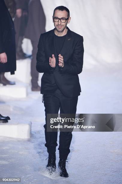 Designer Ermenegildo Zegna is seen on the runway at the Ermenegildo Zegna show during Milan Men's Fashion Week Fall/Winter 2018/19 on January 12,...