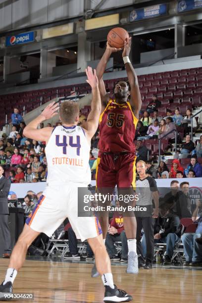 Caleb Swanigan of the Canton Charge shoots the ball against the Northern Arizona Suns during the G-League Showcase on January 12, 2018 at the Hershey...