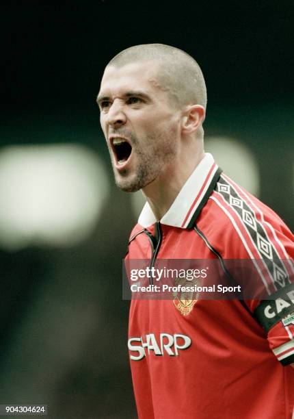 Roy Keane of Manchester United shouting during the FA Carling Premiership match between Manchester United and Sunderland at Old Trafford on April 15,...