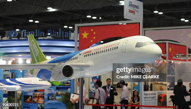 An Aviation Industry Corp of China C919 is seen on display at the Asian Aerospace International Expo and Congress 2009 in Hong Kong on September 8,...