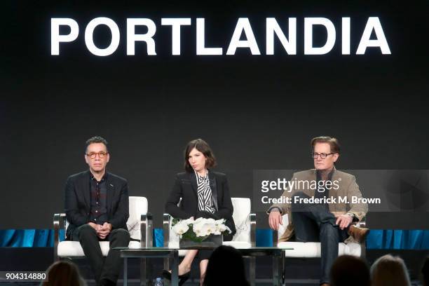 Creator/EP/Writer/Actor Fred Armisen, creator/EP/Writer/director/actor Carrie Brownstein, and actor Kyle MacLachlan of 'Portlandia' speak onstage...