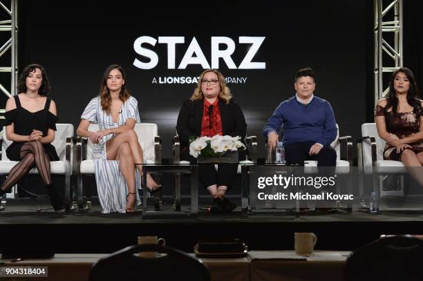 Actor Mishel Prada, actor MElissa Barrera, showrunner/executive producer Tanya Saracho, actor Ser Anzoategui and actor Chelsea Rendon at the STARZ...