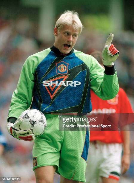 Peter Schmeichel of Manchester United in action, circa 1995.