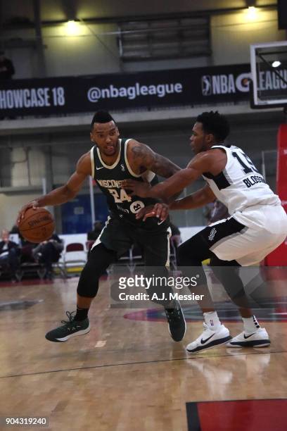 Joel Bolomboy of the Wisconsin Herd handles the ball against the Austin Spurs during the G-Leauge Showcase on January 12, 2018 at the Hershey Centre...