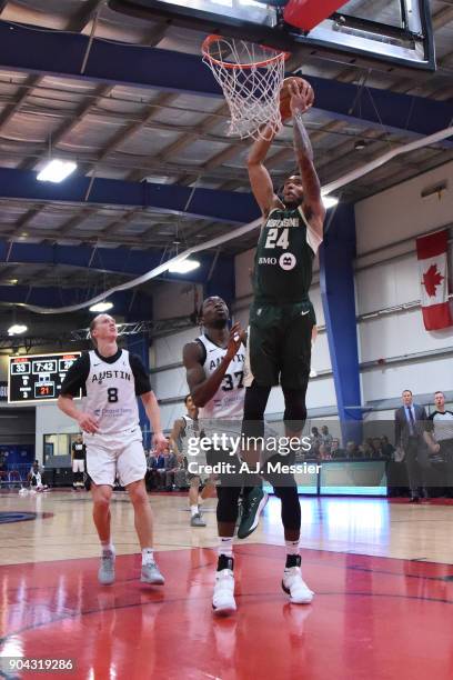 Joel Bolomboy of the Wisconsin Herd shoots the ball against the Austin Spurs during the G-Leauge Showcase on January 12, 2018 at the Hershey Centre...