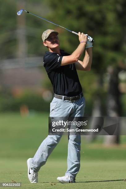 John Peterson of the United States plays a shot on the 15th hole during round two of the Sony Open In Hawaii at Waialae Country Club on January 12,...