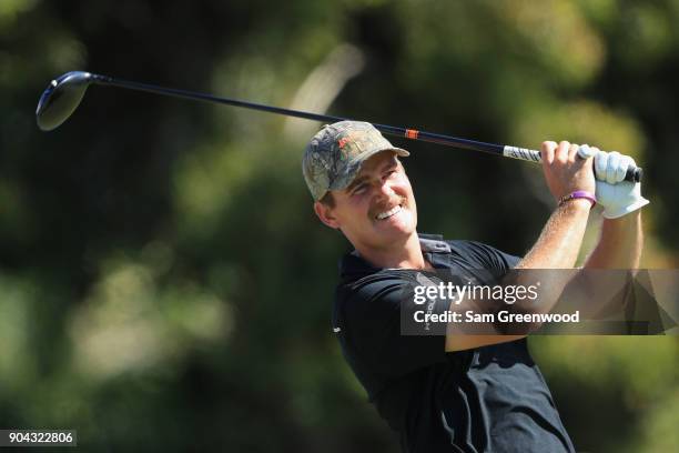 John Peterson of the United States plays his shot from the 16th tee during round two of the Sony Open In Hawaii at Waialae Country Club on January...