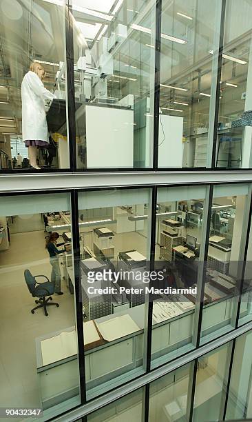 Scientists work in view of visitors to the Darwin Centre at The Natural History Museum on September 8, 2009 in London, England. The new �£78 million...