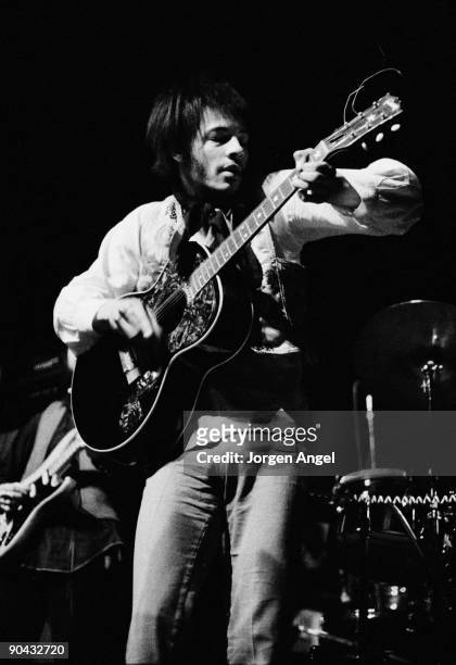 Arthur Lee of Love performs on stage playing a Gibson Everly Brothers Acoustic guitar in 1970 in Copenhagen, Denmark.