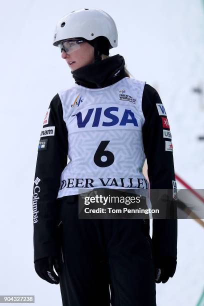 KileyMcKinnon of the United States prepares to compete in the Ladies' Aerials qualifying during the 2018 FIS Freestyle Ski World Cup at Deer Valley...