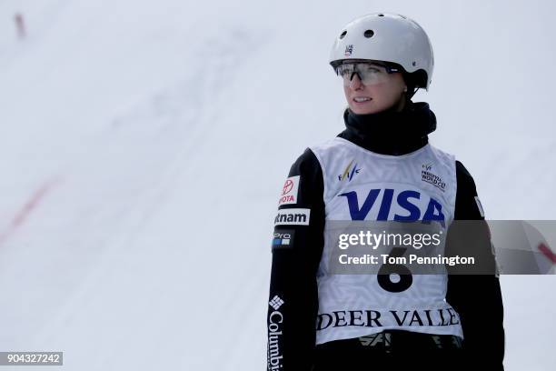 KileyMcKinnon of the United States prepares to compete in the Ladies' Aerials qualifying during the 2018 FIS Freestyle Ski World Cup at Deer Valley...