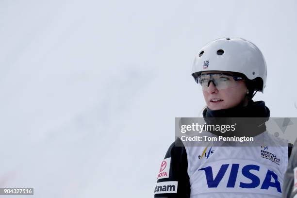 KileyMcKinnon of the United States prepares to compete in the Ladies' Aerials qualifying during the 2018 FIS Freestyle Ski World Cup at Deer Valley...