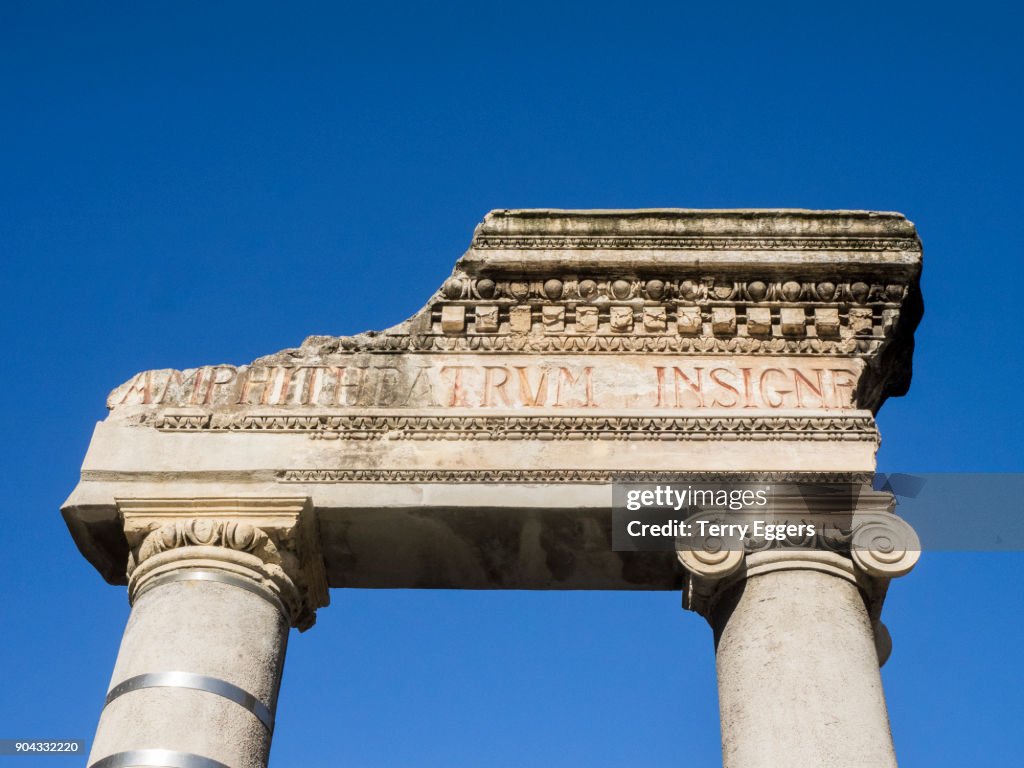 Part of the ruins of the Roman Amphitheatre on Piazza Stesicoro.