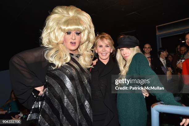 Lady Bunny, Trudie Styler and Theodora Richards attend The Cinema Society & Bluemercury host the premiere of IFC Films' "Freak Show" at Landmark...