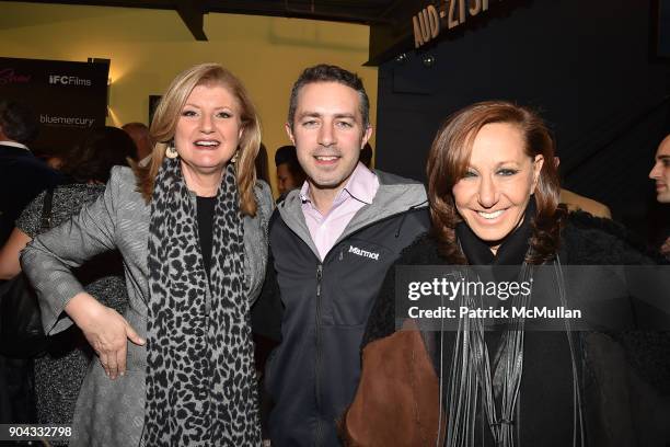 Arianna Huffington, Guest and Donna Karan attend The Cinema Society & Bluemercury host the premiere of IFC Films' "Freak Show" at Landmark Sunshine...