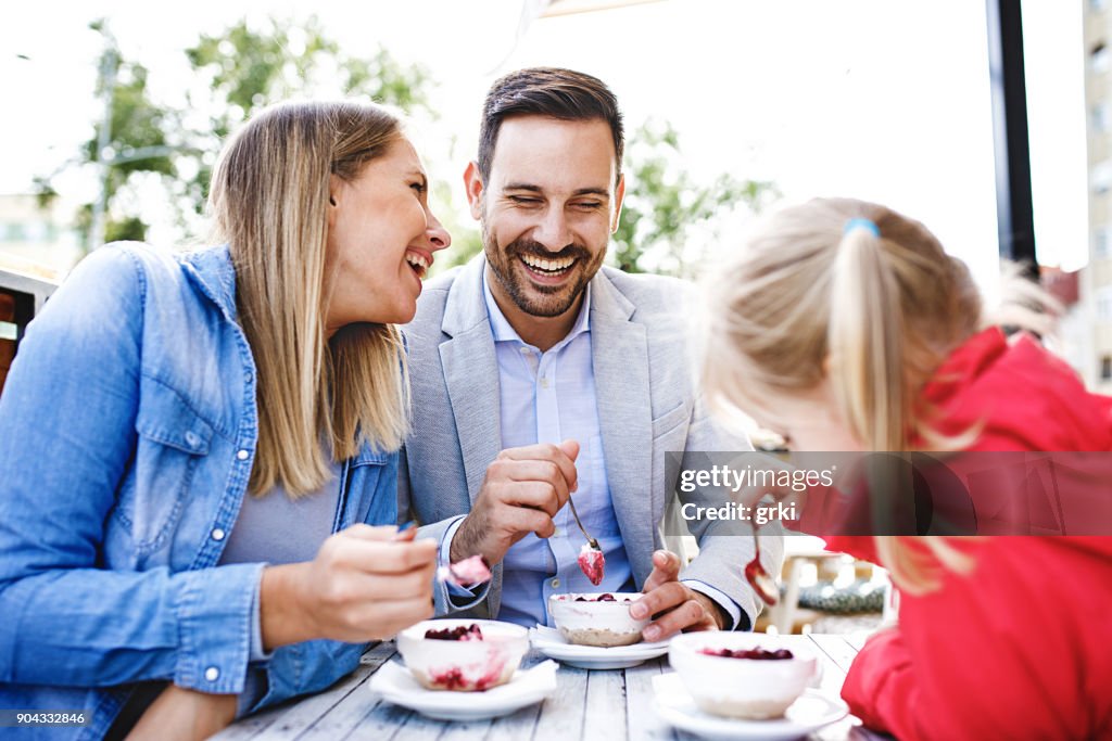 Family enjoying restaurant