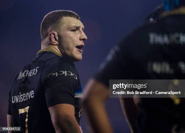 Bath Rugby's Sam Underhill during the European Rugby Champions Cup match between Bath Rugby and Scarlets at Recreation Ground on January 12, 2018 in...