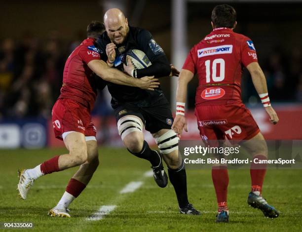 Bath Rugby's Matt Garvey in action during the European Rugby Champions Cup match between Bath Rugby and Scarlets at Recreation Ground on January 12,...