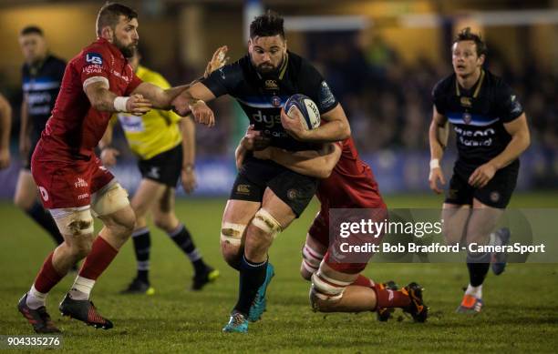 Bath Rugby's Elliott Stooke in action during the European Rugby Champions Cup match between Bath Rugby and Scarlets at Recreation Ground on January...