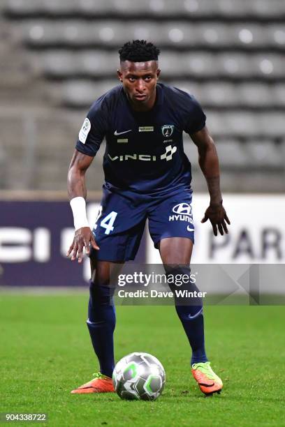 Edmond Akichi of Paris FC during the Ligue 2 match between Paris FC and Bourg en Bresse at Stade Charlety on January 12, 2018 in Paris, France.