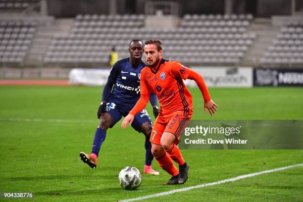 Julien Begue of FBBP 01 during the Ligue 2 match between Paris FC and Bourg en Bresse at Stade Charlety on January 12, 2018 in Paris, France.