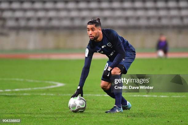 Saifeddine Alami Bazza of Paris FC during the Ligue 2 match between Paris FC and Bourg en Bresse at Stade Charlety on January 12, 2018 in Paris,...
