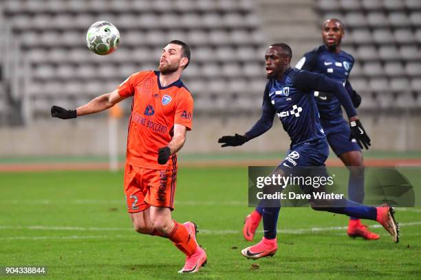 Yoann Court of FBBP 01 during the Ligue 2 match between Paris FC and Bourg en Bresse at Stade Charlety on January 12, 2018 in Paris, France.