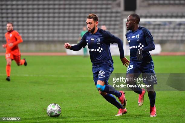 Julien Lopez of Paris FC and Souleymane Karamoko of Paris FC during the Ligue 2 match between Paris FC and Bourg en Bresse at Stade Charlety on...