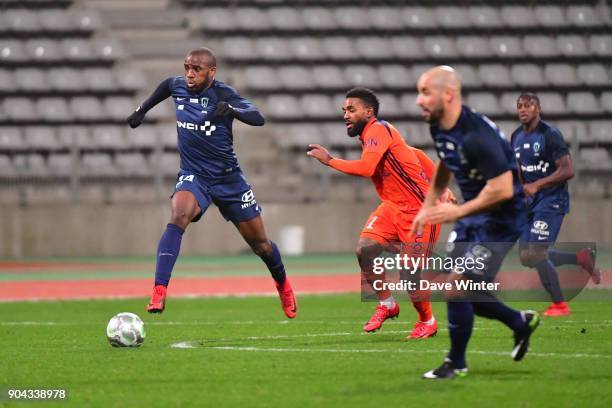 Cyril Mandouki of Paris FC during the Ligue 2 match between Paris FC and Bourg en Bresse at Stade Charlety on January 12, 2018 in Paris, France.