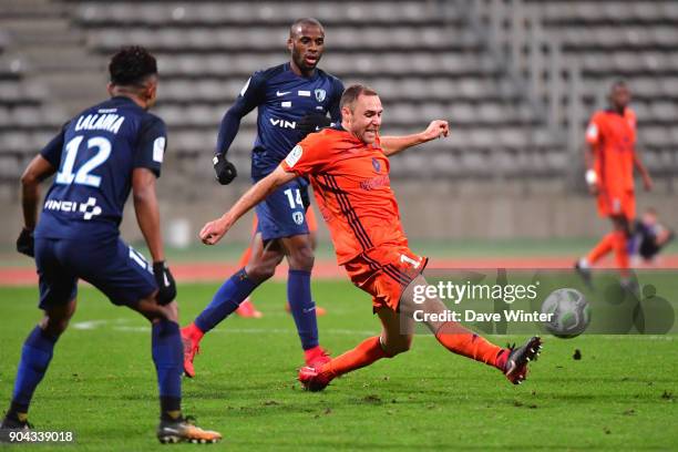 Jimmy Nirlo of FBBP 01 during the Ligue 2 match between Paris FC and Bourg en Bresse at Stade Charlety on January 12, 2018 in Paris, France.