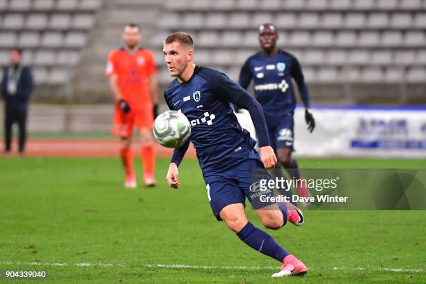 Valentin Lavigne of Paris FC during the Ligue 2 match between Paris FC and Bourg en Bresse at Stade Charlety on January 12, 2018 in Paris, France.
