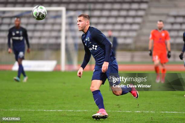 Valentin Lavigne of Paris FC during the Ligue 2 match between Paris FC and Bourg en Bresse at Stade Charlety on January 12, 2018 in Paris, France.