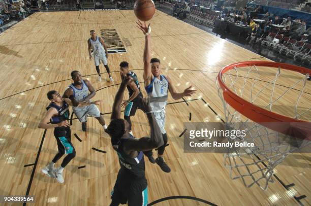Wade Baldwin IV of the Texas Legends shoots the ball against the Greensboro Swarm at NBA G League Showcase Game 17 on January 12, 2018 at the Hershey...