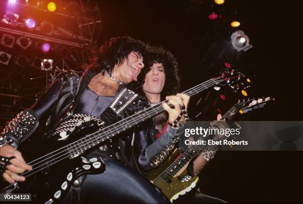 Gene Simmons and Bruce Kulick of Kiss performing at Nassau Coliseum in Uniondale,Long Island on November 26, 1984