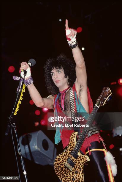 Paul Stanley of Kiss performing at Radio City Music Hall in New York City on March 10, 1984