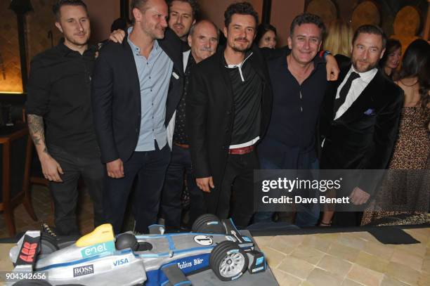 Scott Campbell, Charlie Muirhead, Karim Jalbout, Colin Stone, Orlando Bloom, FIA Formula E CEO Alejandro Agag and Andres Faucher attend Orlando...