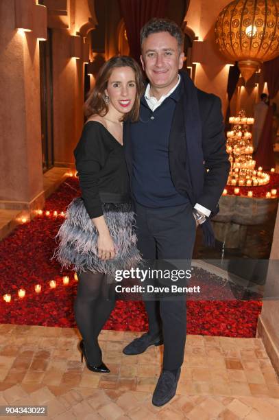 Ana Aznar Botella and FIA Formula E CEO Alejandro Agag attend Orlando Bloom's birthday party with ABB FIA Formula E Championship at Hotel Amanjena on...