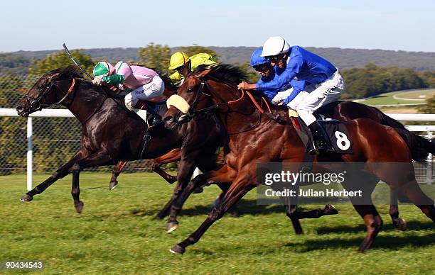 Ahmed Ajtebi and Vale Of York come with a late rattle to land The Peter Willet Stakes Race run at Goodwood Racecourse on September 8, 2009 in...