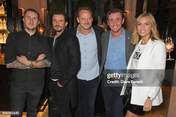 Scott Campbell, Orlando Bloom, Charlie Muirhead, Nick English and Nicki Shields attend Orlando Bloom's birthday party with ABB FIA Formula E...