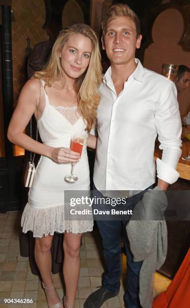 Jessica Moore and Sinclair Fischer Gray attend Orlando Bloom's birthday party with ABB FIA Formula E Championship at Hotel Amanjena on January 12,...