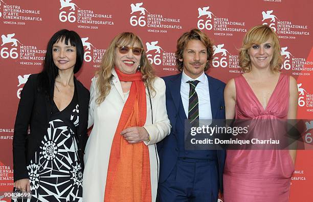 Actress Maria de Medeiros, actress Piera Degli Esposti, director Marco Filiberti and actress Michela Cescon attend the "Il Compleanno" Photocall at...