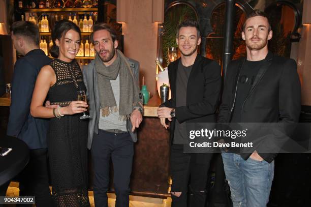 Kate Freer, FIA Formula E racing drivers Jean-Eric Vergne, Andre Lotterer and James Rossiter attend Orlando Bloom's birthday party with ABB FIA...