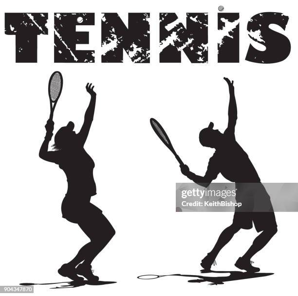 tennis players serving ball with typescript - tennis stock illustrations