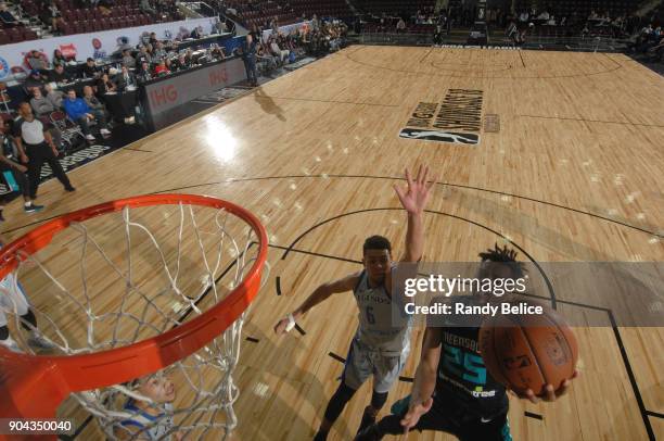 Charles Cooke of the Greensboro Swarm shoots the ball against the Texas Legends at NBA G League Showcase Game 17 on January 12, 2018 at the Hershey...