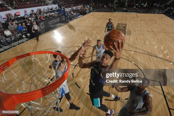 Gill of the Greensboro Swarm shoots the ball against the Texas Legends at NBA G League Showcase Game 17 on January 12, 2018 at the Hershey Centre in...